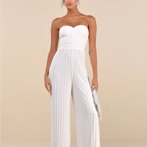 Lulu's Chic White Strapless Jumpsuit